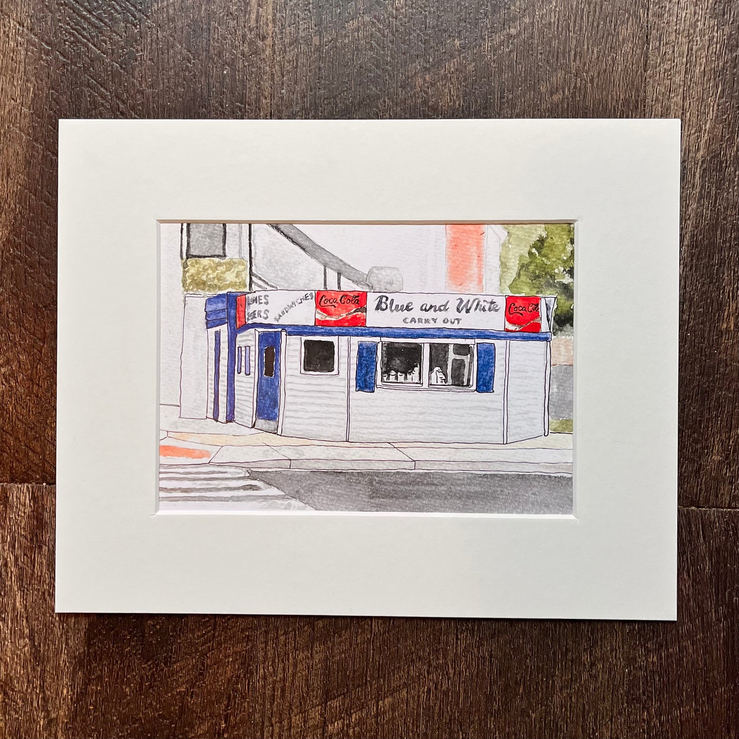 Blue & White Carry Out Print