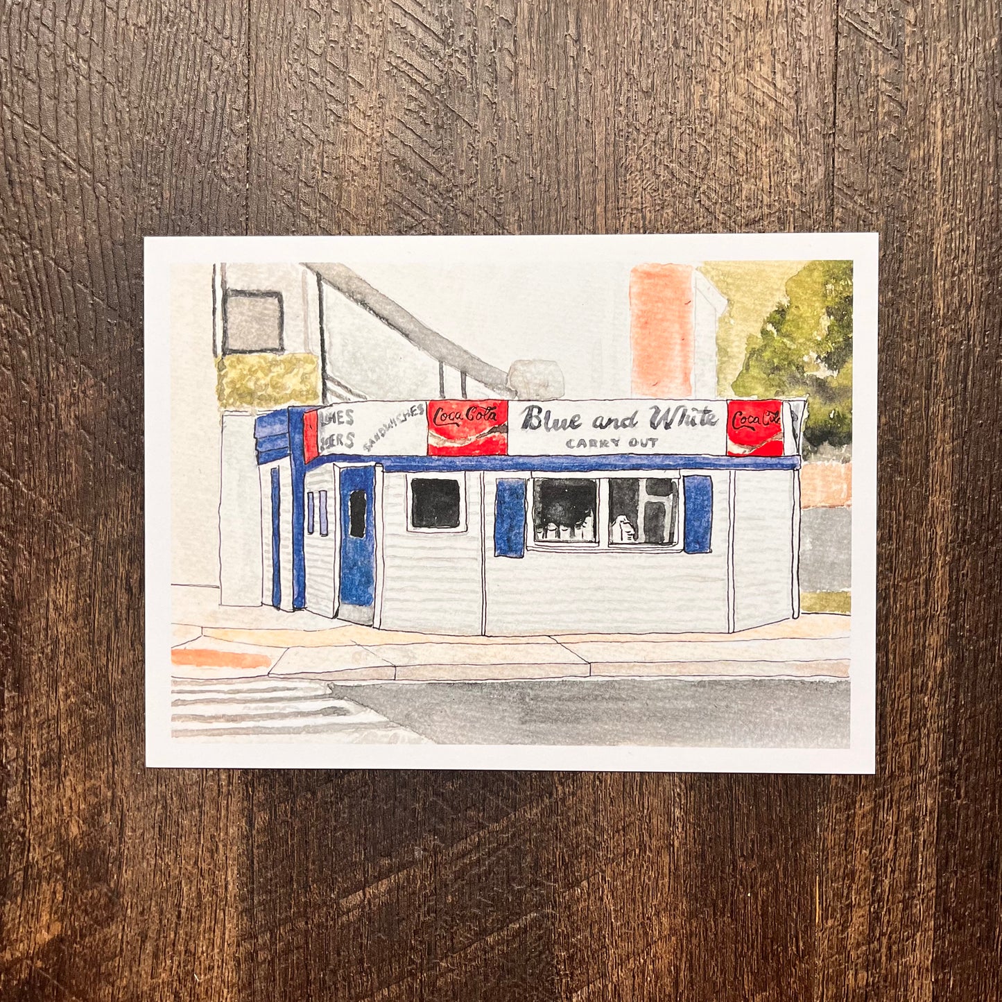 Blue & White Carry Out Print