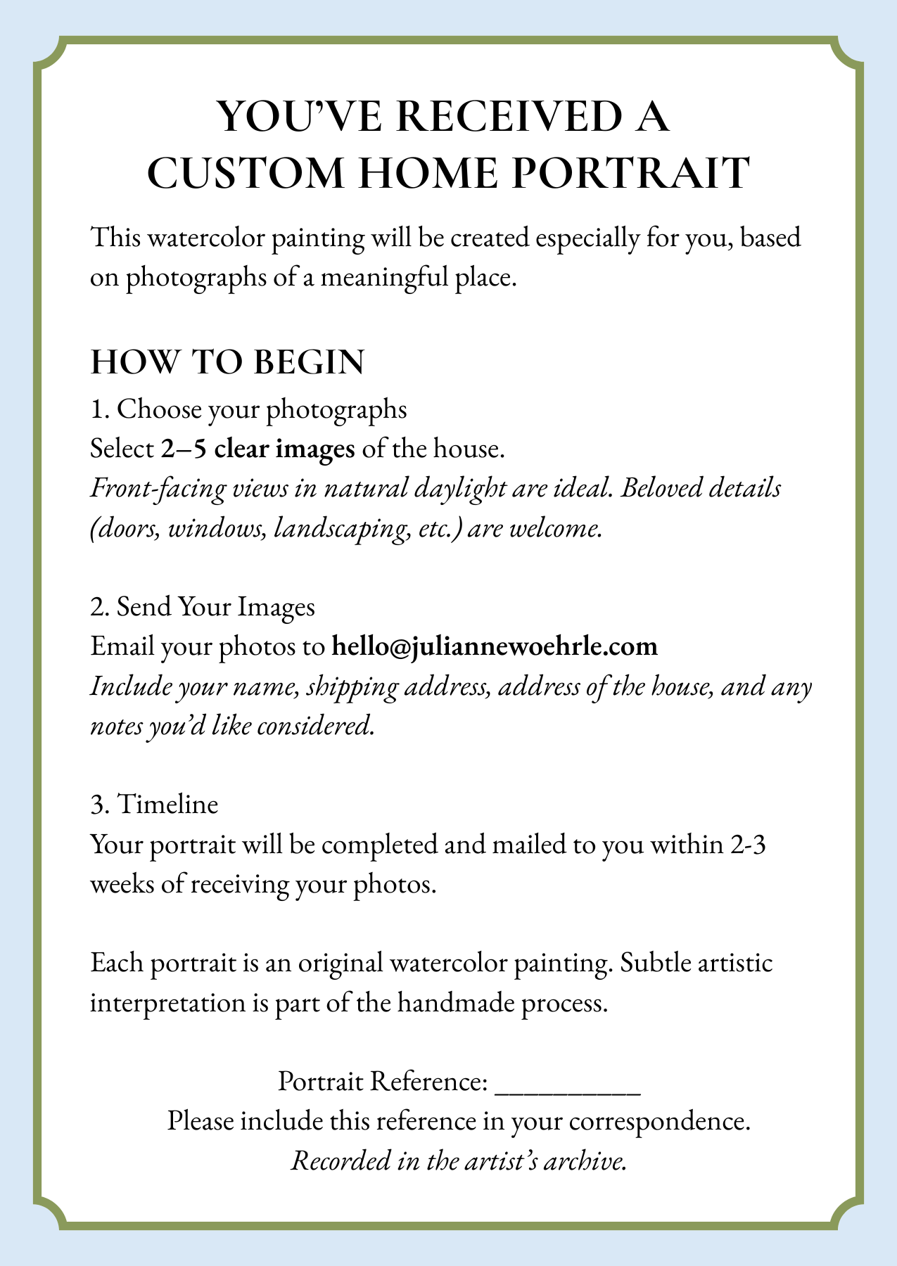 Gifted Home Portrait Commission