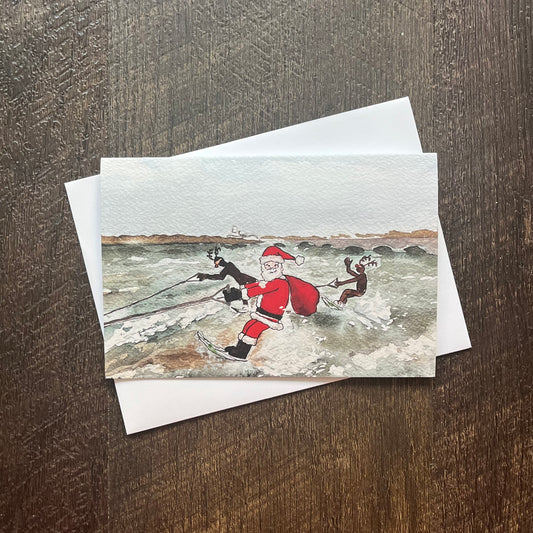 Waterskiing Santa Card